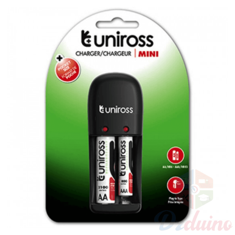 Uniross Mini X2  Charger  AAA/ HR03+ 2 Rechargeable AAA Batteries UCW008