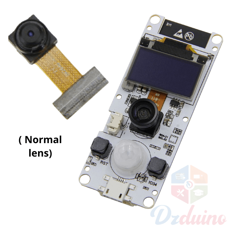 TTGO T-Camera ESP32 WROVER &amp; PSRAM OV2640 Module + 0.96 OLED with Normal Lens