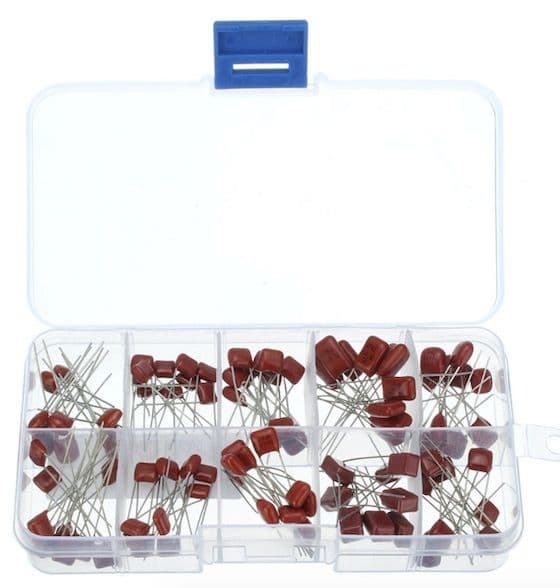 100 pcs Metallized Polyester  Capacitors Assortment Kit, 10nF ~ 470nF