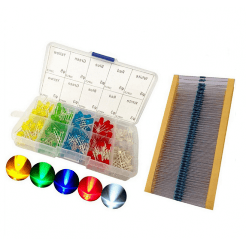 300pcs LED Light White Yellow Red Green Blue Kit + 300pcs 200ohm resistors