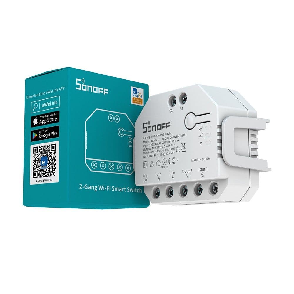 Sonoff Dual (R3) 2-gang WiFi smart relay switch with power meter