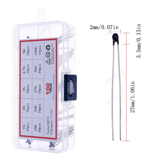 100PCS MF52 1K-10K NTC thermistor kit 