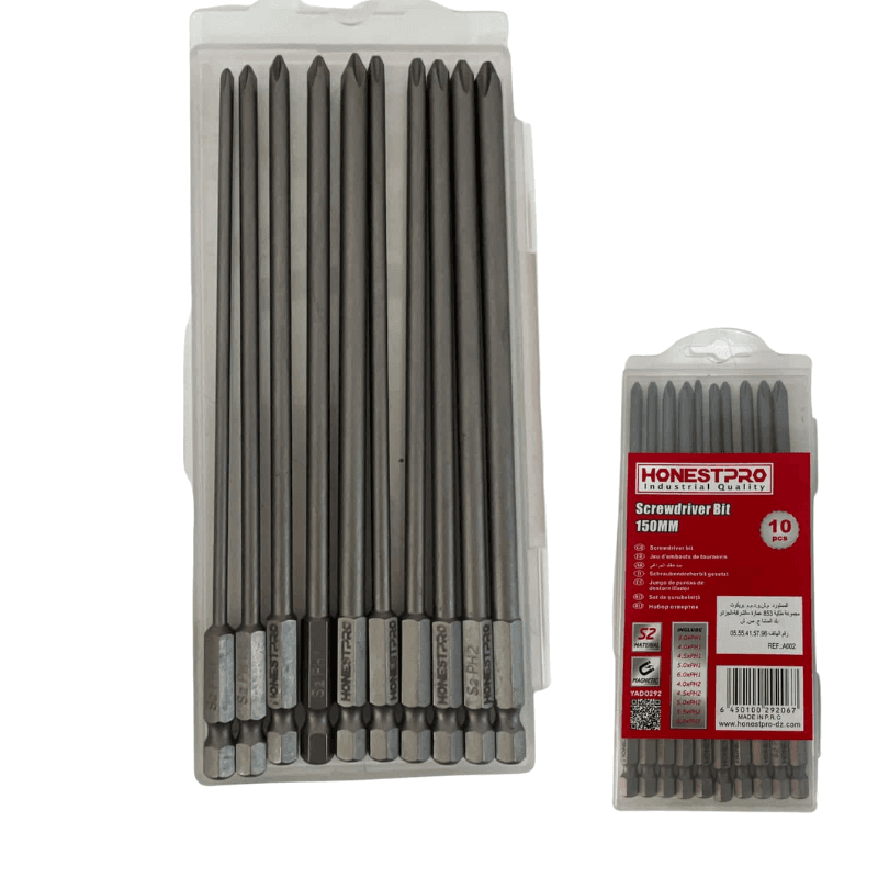 10 Pcs Magnetic Phillips Bits Set PH1, PH2 150mm with PROTOOLKIT Case | YAD0292