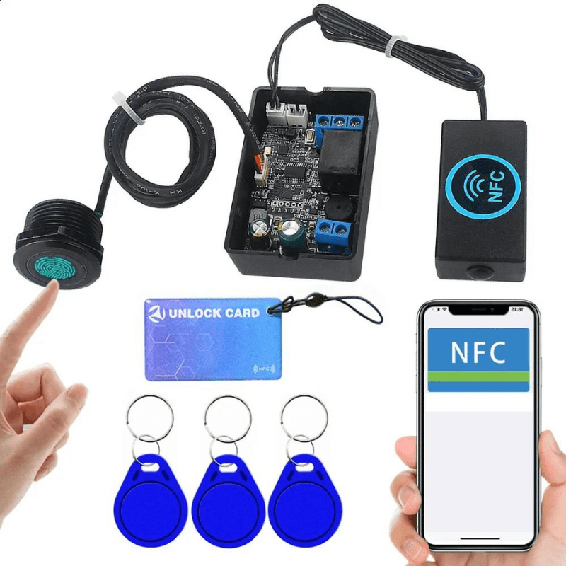 Smart Access Control with NFC &amp; Fingerprint: Versatile Relay Module for DC 10V-120V Systems