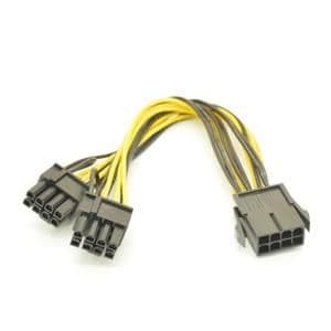 8-pin to 2x 6+2-pin 18AWG 20CM PCI-E Power Splitter Cable 