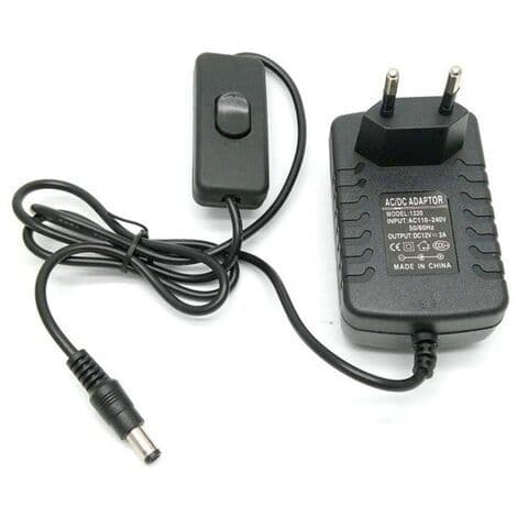 AC/DC Voltage Adapter, 12V - 1.25A with switch