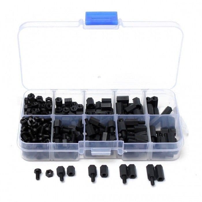 M3 Nylon Screw Black Hex Screw Nut Assortment Kit 250pcs