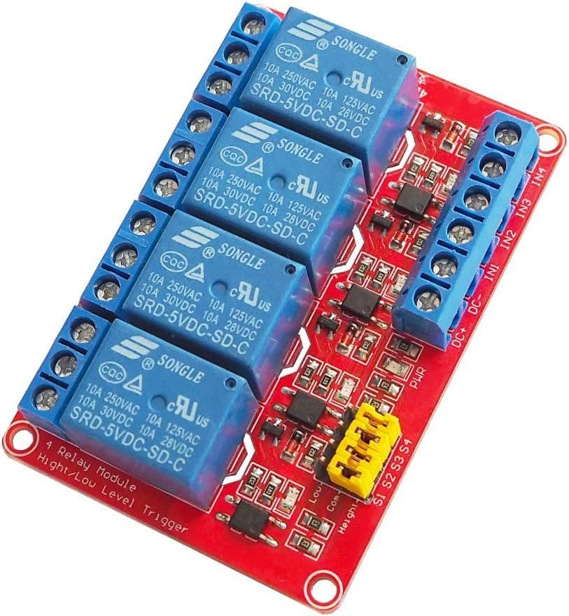 5V 4 Channel Relay Module High/low level trigger with Optocoupler