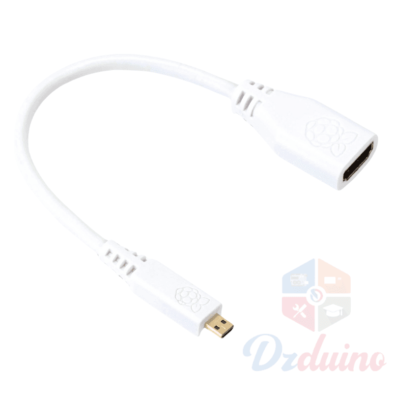 Raspberry Pi Micro HDMI To Standard HDMI Adapter, White