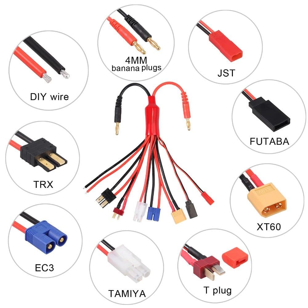 RC Lipo Battery Charger Adapter Connector Splitter Wire 8 in 1