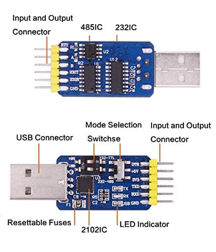 6 in 1 CP2102 USB to TTL 485 232 compatible Six multifunction serial module — image 1
