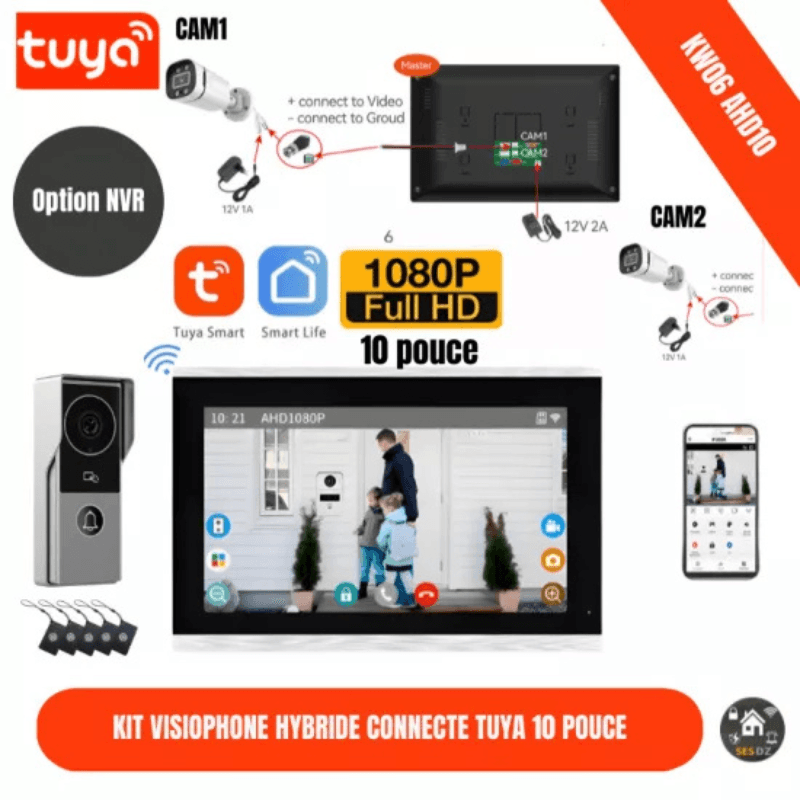 Tuya Video Doorbell with 7Inch Smart Monitor and Door Access Control with NVR Option KW06-AHD7-2C Silver — image 1