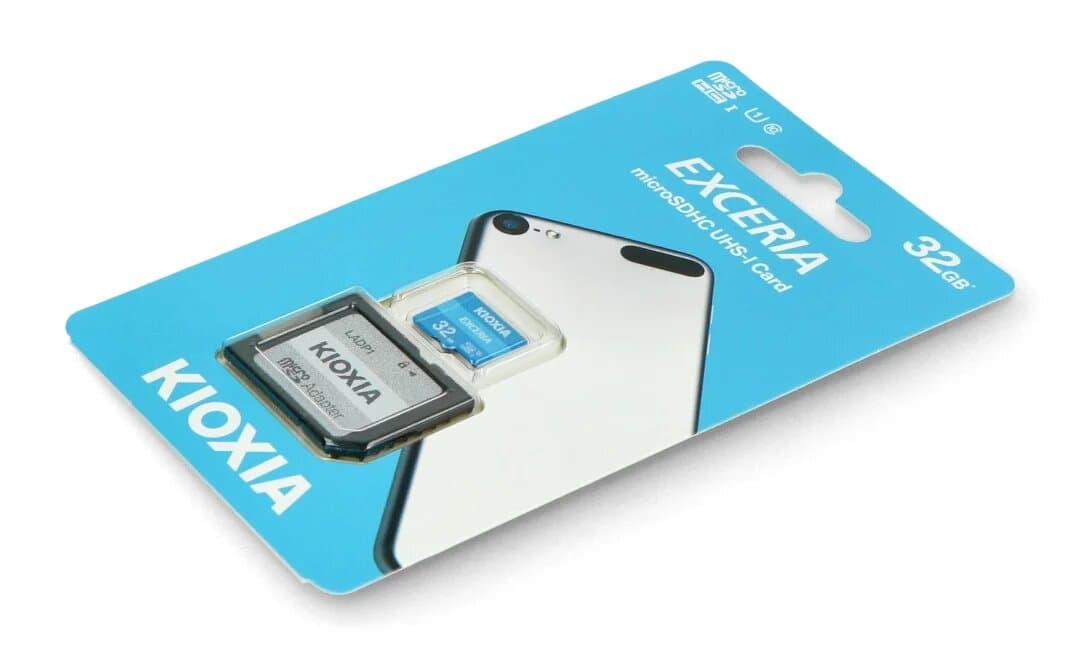 Kioxia Exceria microSD 32GB 100MB / s M203 UHS-I U1 class 10 memory card with adapter — image 1