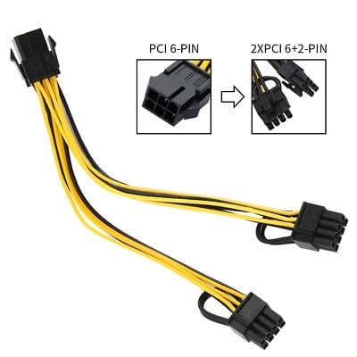 18AWG  PCI-E  Power Splitter Cable 6pin to 2x6+2pin — image 1