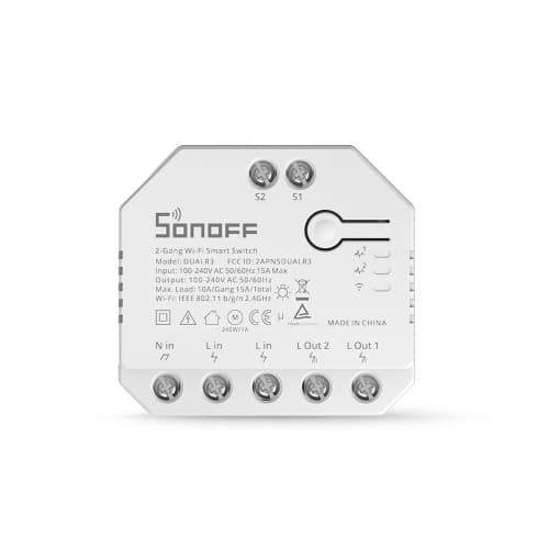 Sonoff Dual (R3) 2-gang WiFi smart relay switch with power meter — image 1