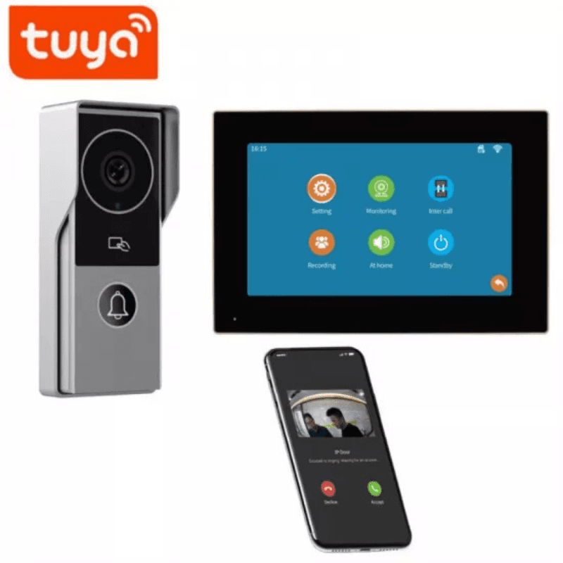 Tuya video doorbell with 10Inch smart monitor and door access control KW06 AHD10 white With NVR option — image 1