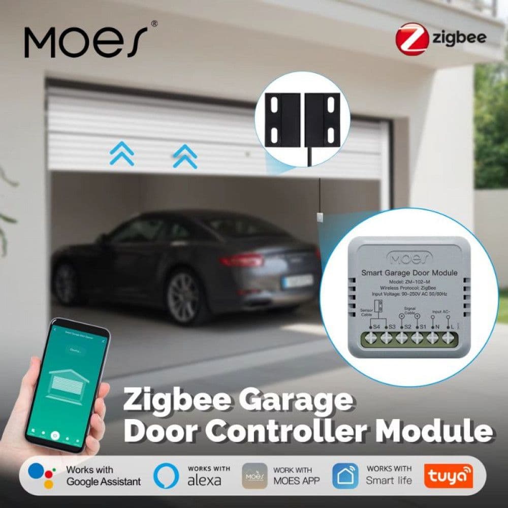 MOES ZM-102-M Zigbee Tuya Garage Door Controller Module with Position Sensor