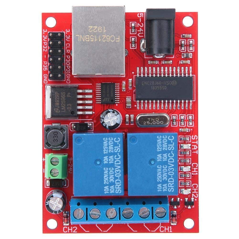 LAN Ethernet 2 Channel Relay Board Delay Switch TCP/UDP Controller Module
