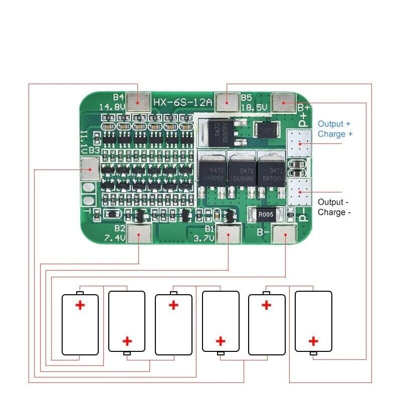 BMS 6S 12А Li-Ion 18650 HX-6S-12A — image 1