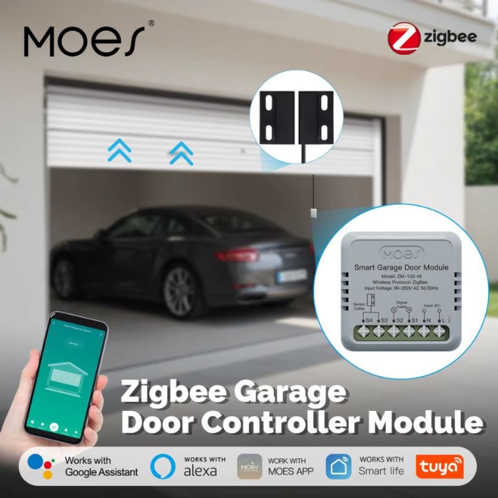 MOES ZM-102-M Zigbee Tuya Garage Door Controller Module with Position Sensor — image 1