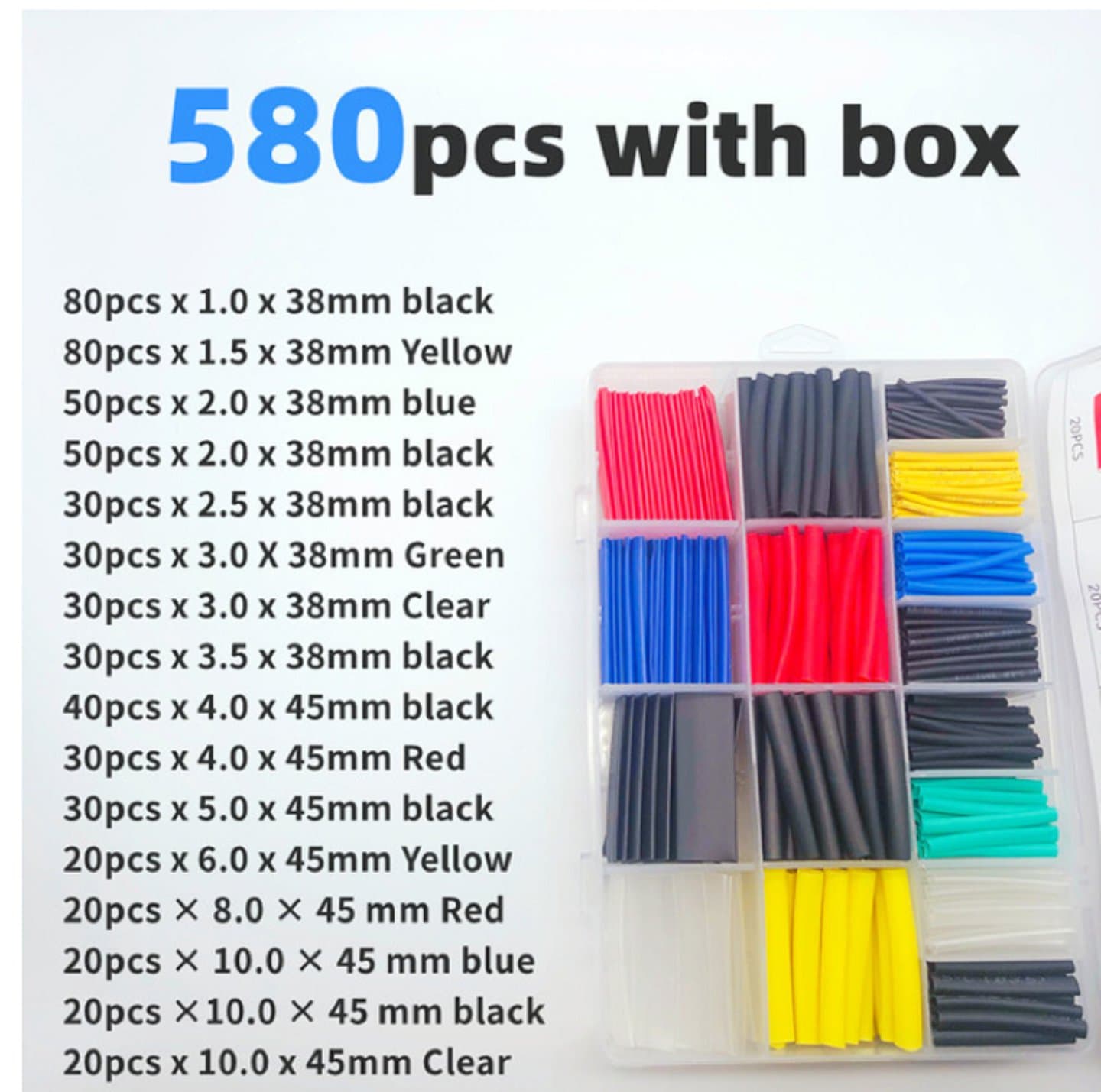 580pcs/lot Heat Shrink Tubing set — image 1