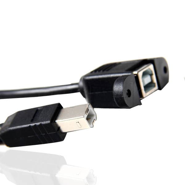 USB 2.0 B Male to USB B Female Socket Printer Panel Mount Cable — image 1