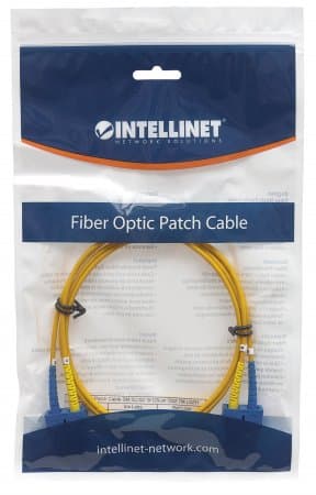 Fiber Optic Patch Cable, Duplex, Single-Mode SC/SC, 9/125 µm, OS2, 3m Yellow — image 1
