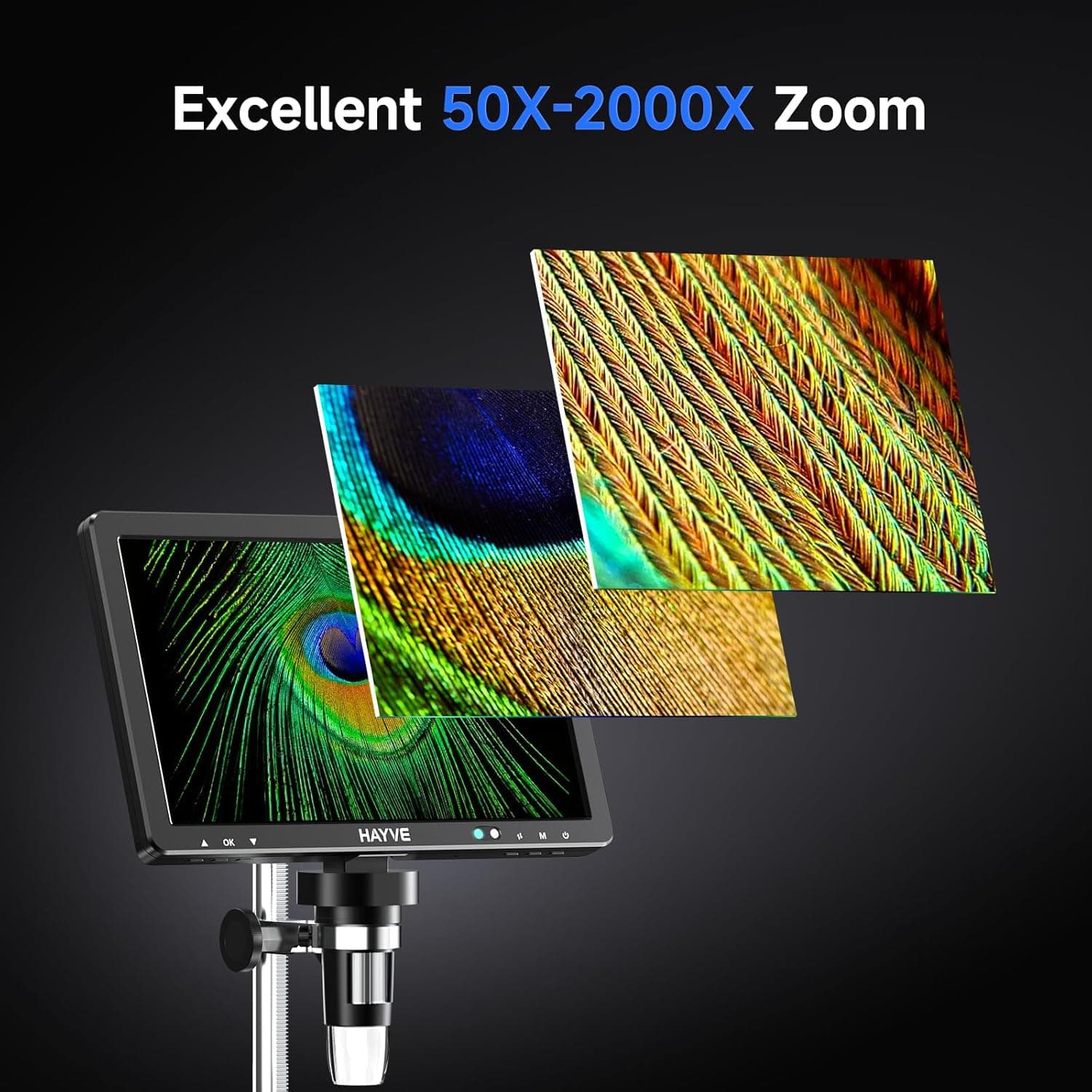 DM12 10.1'' HDMI Digital Microscope, 2000X Coin Microscope with IPS Screen, 20MP — image 1