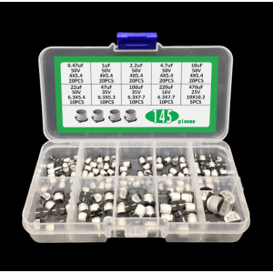 10values 145pcs SMD Electrolytic capacitor assorted kit 10V~50V 0.47uF~470uF — image 1